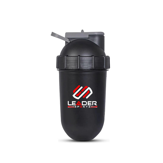 Leader Sportz Protein Shake Bottle with Extra Compartment - Gym Shaker Bottle for Protein Shake Mixing Black L